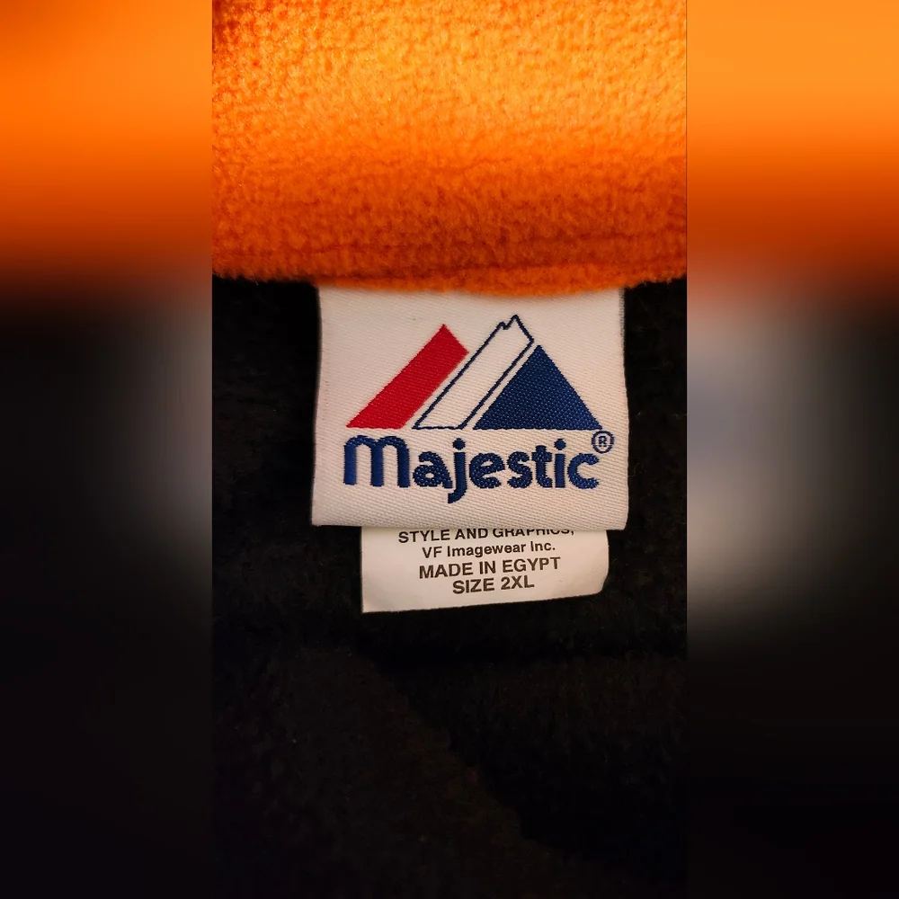 Majestic Philadelphia Flyers Mens 2XL XXL Orange & Black 1/4 Zip Pullover - Picture 7 of 9